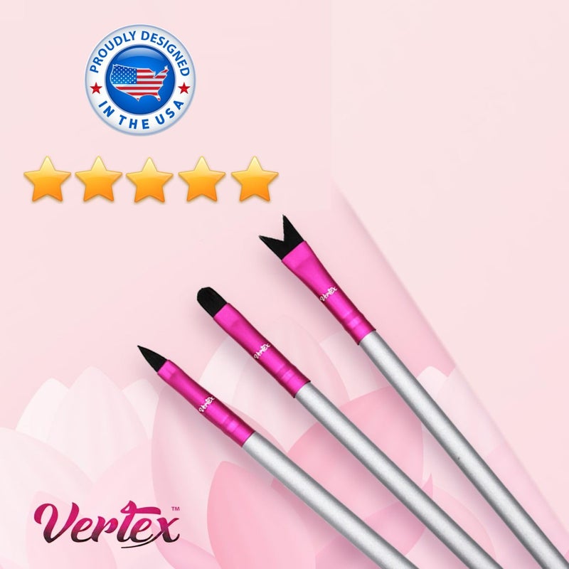 VERTEX Lip Brush For Lipstick Top Lip Stencil V Shape Multi Purpose Eyeliner Eyebrow Concealer Makeup Brushes 3pcs Round Head Blending Applicator Travel Reusable For All Day Red Nude Matte Pink Cream Gloss - Image 5