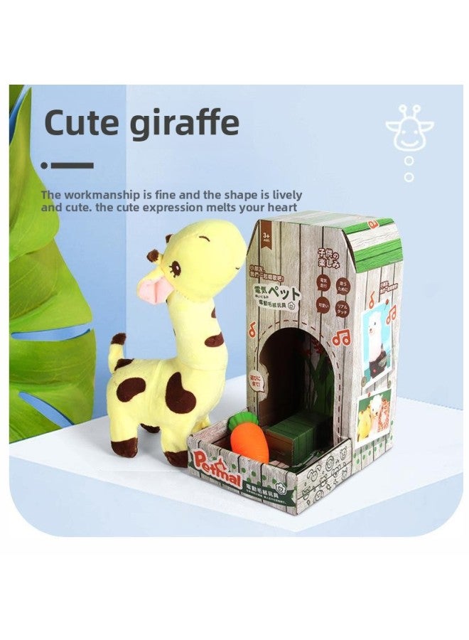Giraffe Electric Plush Doll Children's Toy Belt Concert Talking Stretch Neck Wagging Tail Alpaca Animal-Color:Yellow Giraffe [walking Neck With Music Wagging Tail]]  - Image 1