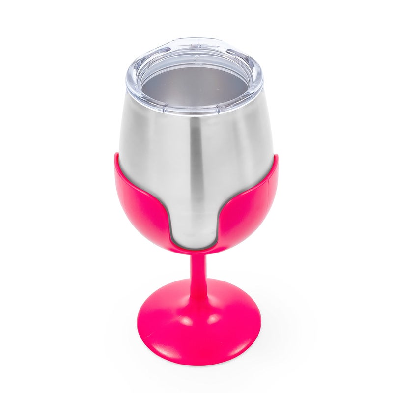 Camco Life is Better at The Campsite 8 oz Wine Tumbler 2 Pack - Heavy Duty Double Wall Vacuum Insulation - Crafted of 18/8 Stainless Steel - Features Removable Blue & Pink Stems (51915) - Image 5