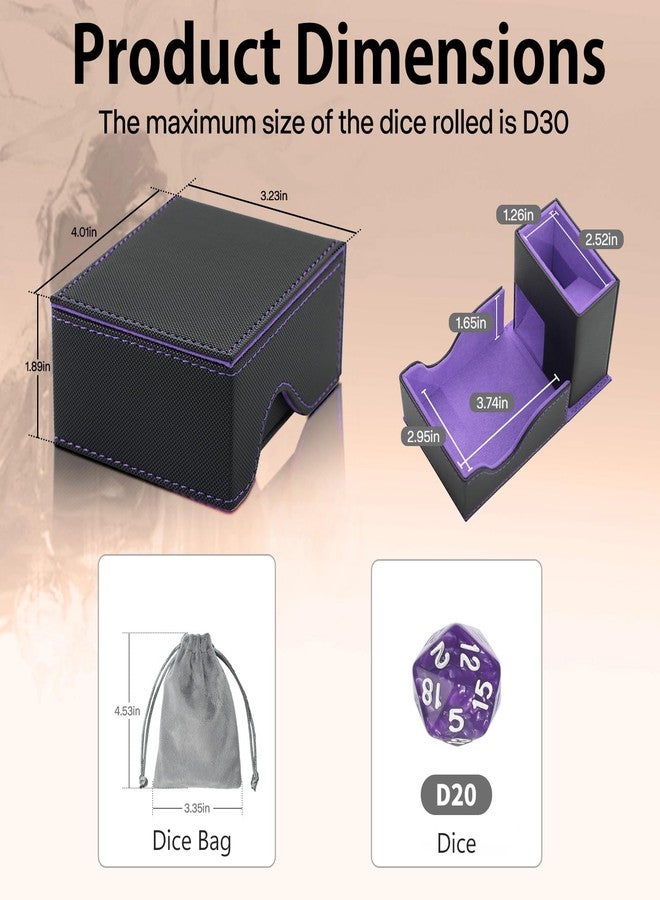 Stepane Dice Tower and Tray,Foldable Portable Dice Rolling Tower,Dice Roller Accessory for Dungeons and Dragons,Classic Board Games,RPG Games,and Tabletop Games Black/Violet - Image 5