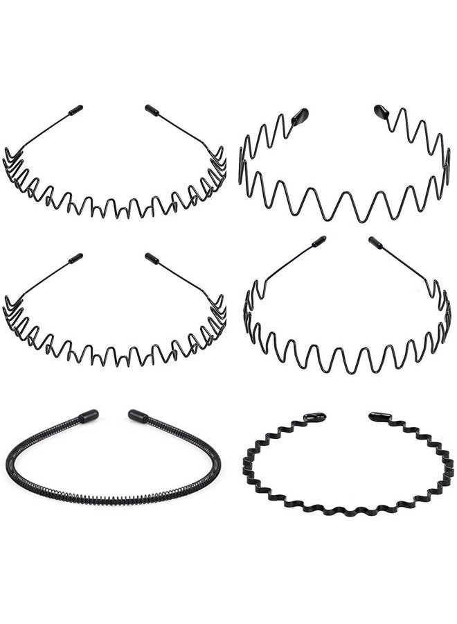 WantGor Metal Headbands For Women Men Fashion Unisex Black Hairband Sports Headwear Hair Hoop Hair Accessories For Home Outdoor (6 Pack) - Image 1