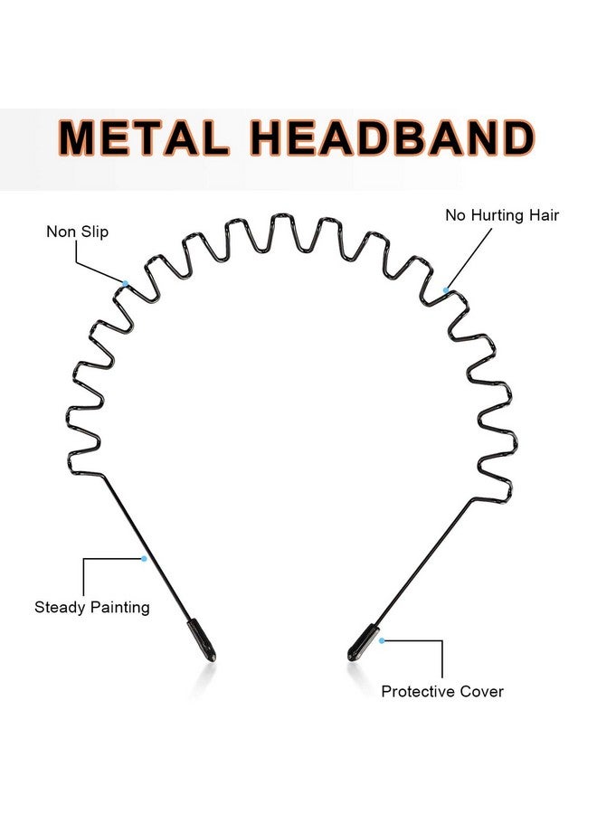 WantGor Metal Headbands For Women Men Fashion Unisex Black Hairband Sports Headwear Hair Hoop Hair Accessories For Home Outdoor (6 Pack) - Image 3