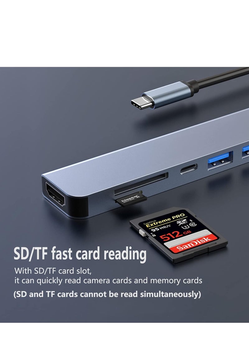 USB C Hub HDMI Adapter for MacBook Pro/Air, 7-in-1 Powered USB-C Multiport Hub Adapter with 4K HDMI, PD, USB 3.0, SD/TF Card Reader for MacBook Pro/Air Laptops, PC, iPad, iPhone 15/16 and More