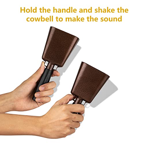 Musfunny Steel Cow Bell with Handle Cowbells, Cheering Hand Bells Loud Noise Makers for Sporting Events,Football Games,School Bell,Farm Hand Chimes Percussion Musical Instruments (8 inch Bronze) - Image 2
