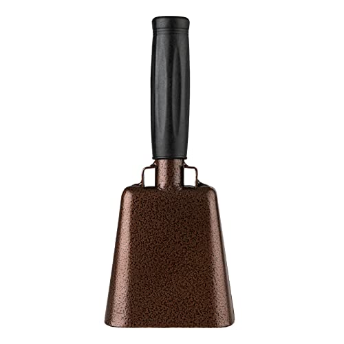 Musfunny Steel Cow Bell with Handle Cowbells, Cheering Hand Bells Loud Noise Makers for Sporting Events,Football Games,School Bell,Farm Hand Chimes Percussion Musical Instruments (8 inch Bronze) - Image 1