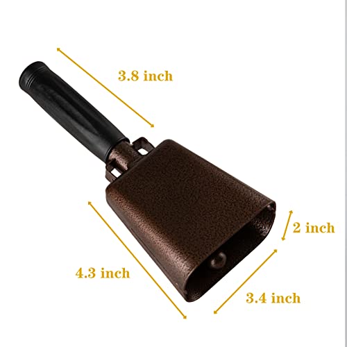 Musfunny Steel Cow Bell with Handle Cowbells, Cheering Hand Bells Loud Noise Makers for Sporting Events,Football Games,School Bell,Farm Hand Chimes Percussion Musical Instruments (8 inch Bronze) - Image 4