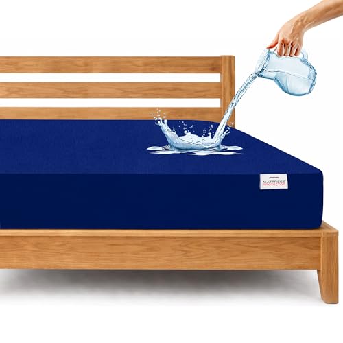 Mattress Protector King Size with Ultra-Soft Cotton-Feel Terry Fabric – Breathable & Hypoallergenic Fitted Bed Cover, Waterproof Mattress Protector Double Bed 72x84 Inch (6x7 ft), Royal Blue - Image 1