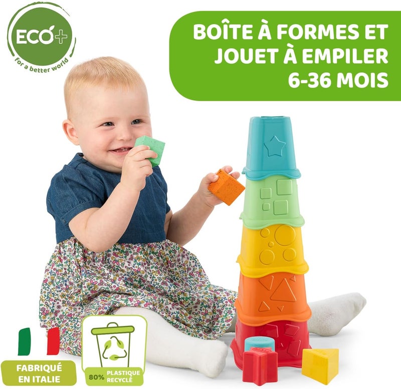 Chicco Eco+ 2In1 Stacking Cups Sorter & Stacking Toy for Ages 6M-36M - Image 2