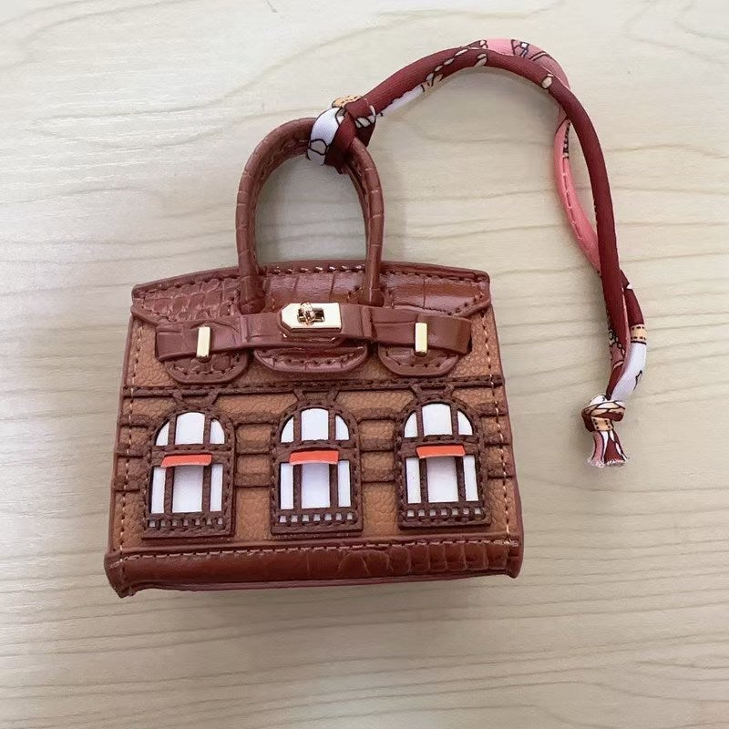 Mini Platinum Bag Charm Keychain Lipstick Holder brown