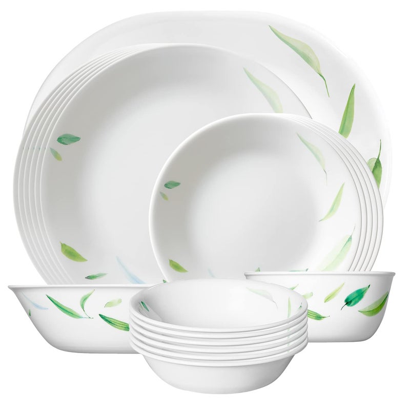 Corelle طقم عشاء كوريل 21 قطعة - أوراق راقصة | لعائلة مكونة من 6 أفراد | آمن للاستخدام في الميكروويف وغسالة الصحون - Image 5