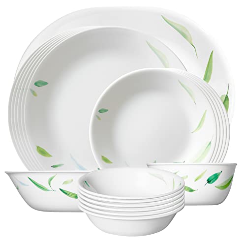 Corelle طقم عشاء كوريل 21 قطعة - أوراق راقصة | لعائلة مكونة من 6 أفراد | آمن للاستخدام في الميكروويف وغسالة الصحون - Image 1