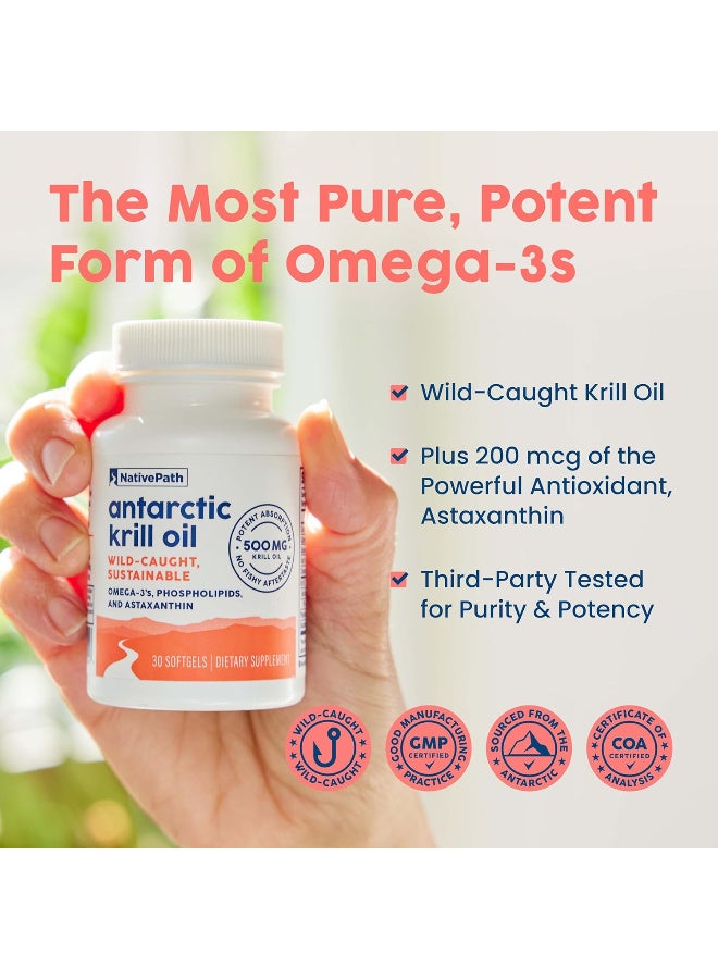 NativePath Antarctic Krill Oil - Wild-Caught Sustainable Omega-3 Fatty Acids with EPA and DHA - 30-Day Supply - Joint, Heart, Brain Health and Immunity Support - Pure Formula, No Fishy Taste - Image 3