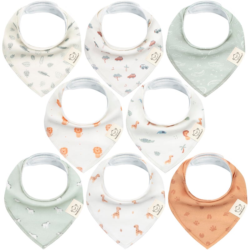 KeaBabies 8-Pack Organic Baby Bandana Bibs for Boys, Girls - Super Absorbent Triangle Baby Bibs for Drooling and Teething Infant, 100% Cotton Extra Soft for Newborn, Infant 0-36 Months (Wilderness) - Image 1