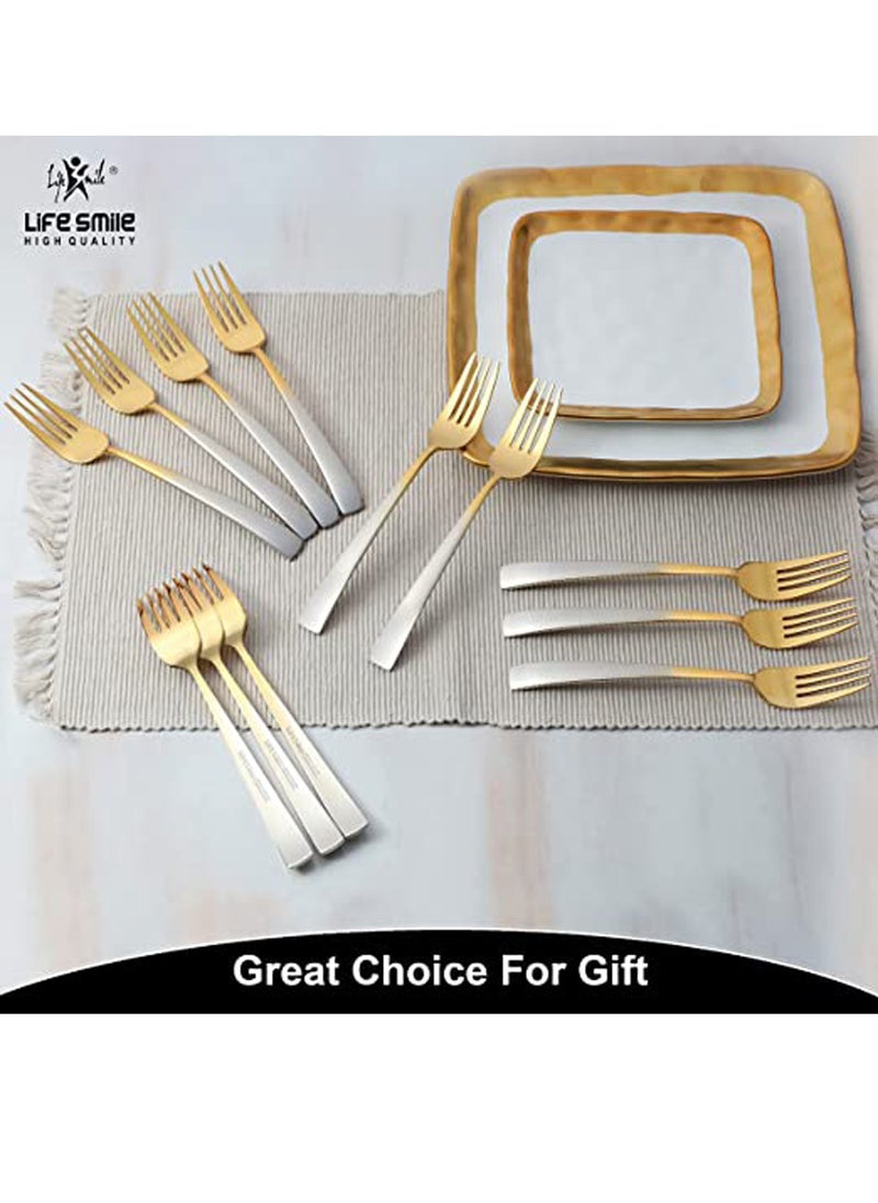 Life Smile - 38-Piece Spoon Set Stainless Steel Spoon and Fork Set Cutlery Set with Stand Dishwasher Safe and Easy Clean Tableware Set with Spoon/Knife/Fork Set Service for 6 - Image 1