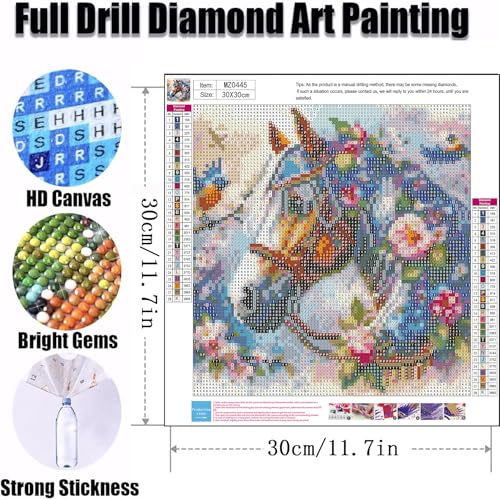 Ekuxom Horse Diamond Art Painting Kits for Adults, Round Full Drill Animal Diamond Art Kits, 5D DIY Horse Painting Crafts Home Wall Decor Gifts 12x12 inch - Image 2