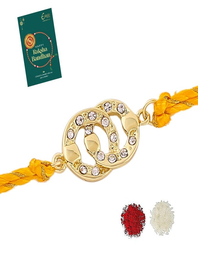 Estele Men's Gold Plated Sacred Bond Bracelet With Austrian Crystals And Fancy Silk Thread. - Image 1