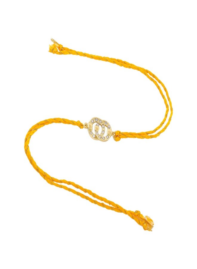 Estele Men's Gold Plated Sacred Bond Bracelet With Austrian Crystals And Fancy Silk Thread. - Image 5