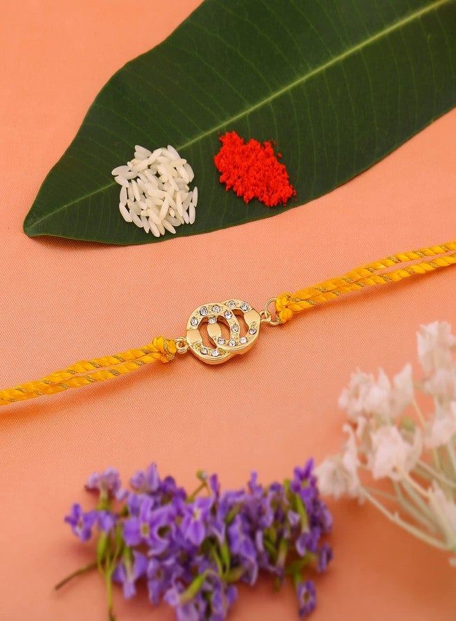 Estele Men's Gold Plated Sacred Bond Bracelet With Austrian Crystals And Fancy Silk Thread. - Image 2