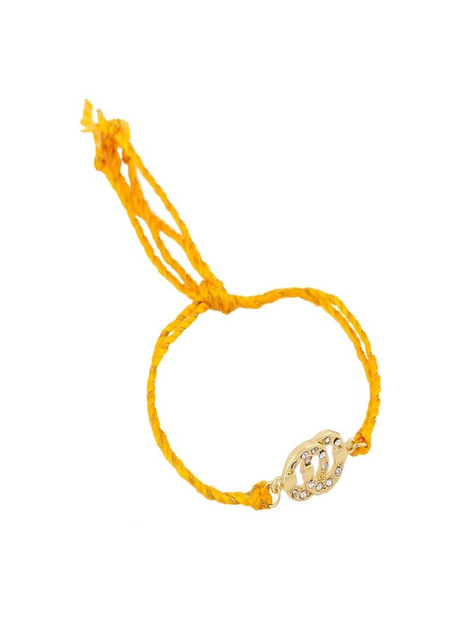 Estele Men's Gold Plated Sacred Bond Bracelet With Austrian Crystals And Fancy Silk Thread. - Image 4