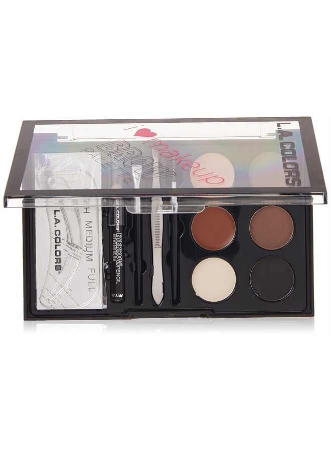 L.A. Colors I Heart Makeup Brow Palette, Medium to Dark, 0.26 Ounce