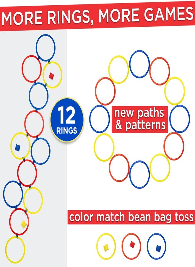 Covelico Hopscotch Rings, 12 x 11 Inch Rings & 3 Bean Bags, Play Hopscotch Outdoor & Indoor Obstacle Course for Kids 3-5, Recess Toys & Physical Education Equipment, Gross Motor Games PE Equipment - Image 5