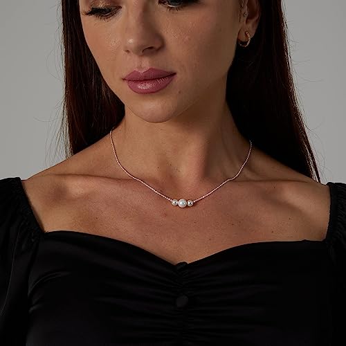 Kyerlyn Sliver Necklace,Dainty Pearl Pendant Necklace for Women Barque Pearl Chain Handmade Cultured with Three Freshwater Pearl Everyday Jewelry for Gifts - Image 4