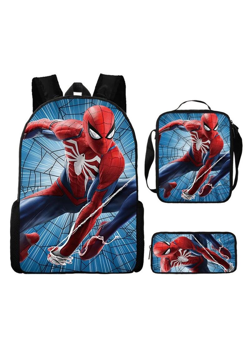 Spiderman Three-Piece Cartoon Backpack For Primary School Students 29*42*16cm