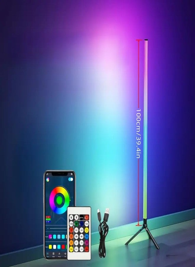 XERGY مصباح أرضي محيطي LED RGBIC من XERGY بزاوية 360 درجة، 60 مصباح LED، تحكم عبر التطبيق/جهاز تحكم عن بعد بالأشعة تحت الحمراء/زر، ارتفاع قابل للتعديل، إضاءة مزاجية لغرفة النوم، الألعاب، الحفلات، ديكور المنزل، (5 فولت، يعمل بمنفذ USB) - Image 3