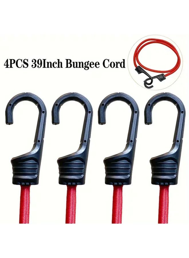 4 Pack Heavy Duty Bungee Cords 39 Inch Elastic Straps Metal Hooks Under 122 Pound Tensile Strength - Image 2