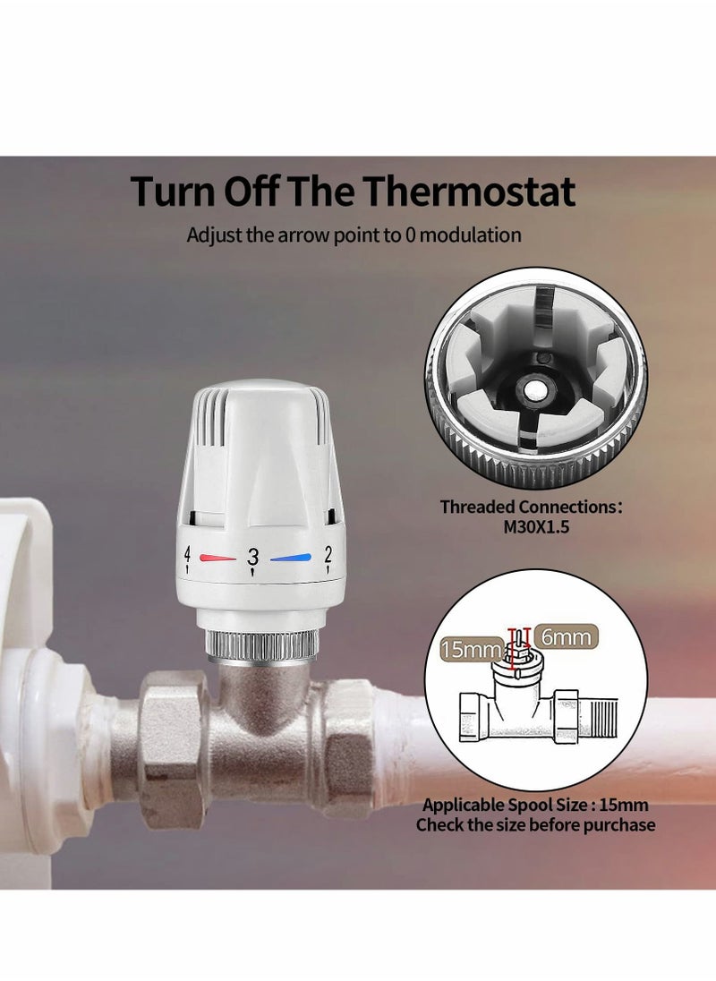 Excefore Thermostatic Radiator Valve, 2 Pcs TRV M30x1.5 Smart Head, Valve Heating System Temperature Control Heads for Home Office  - Image 2