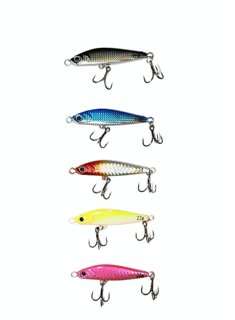 Generic 5-Piece Fishing Lure Kit for Bass, Hard 3D Eye Topwater Swimbaits, Crankbaits, Poppers & Spoons with Realistic Body and Sharp Hooks  - Image 1