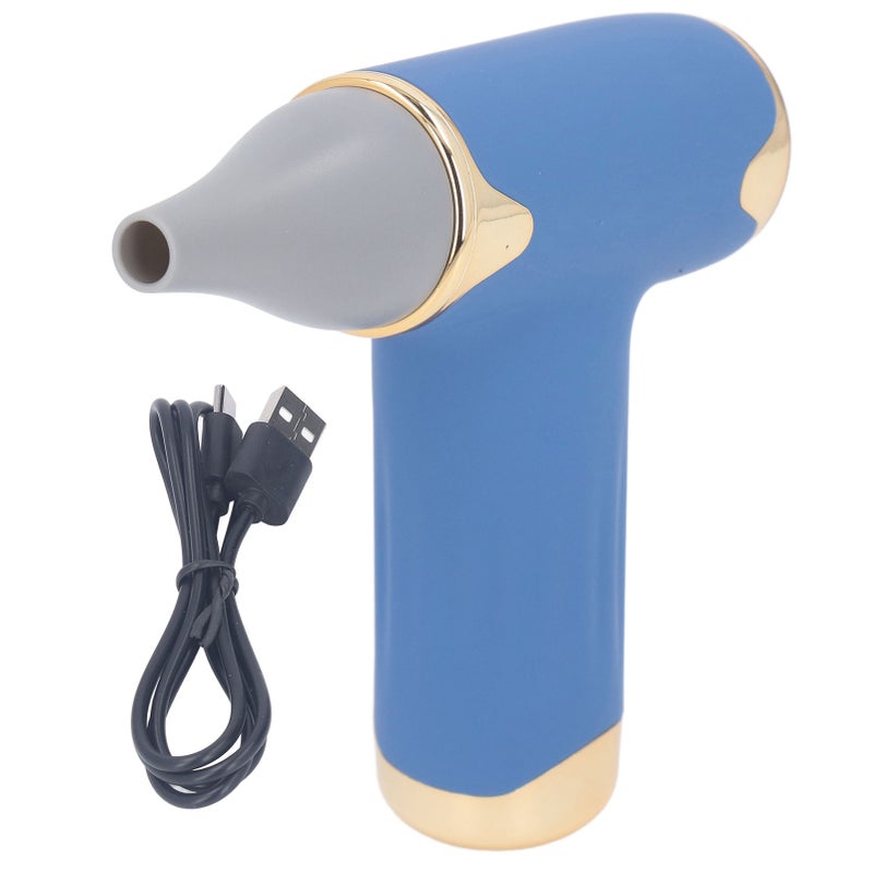 60W Electric Hair Dryer High Speed 4 Levels Wind Bladeless 1100mAh Battery Handheld Dust Blower Blue - Image 1