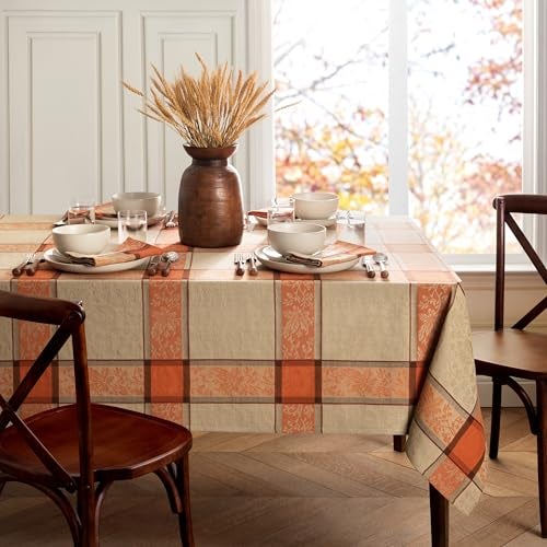 Elrene Home Fashions Autumnal Harvest Jacquard Woven Fall Foilage Thanksgiving Cotton Tablecloth 60x102 Rectangle - Image 3