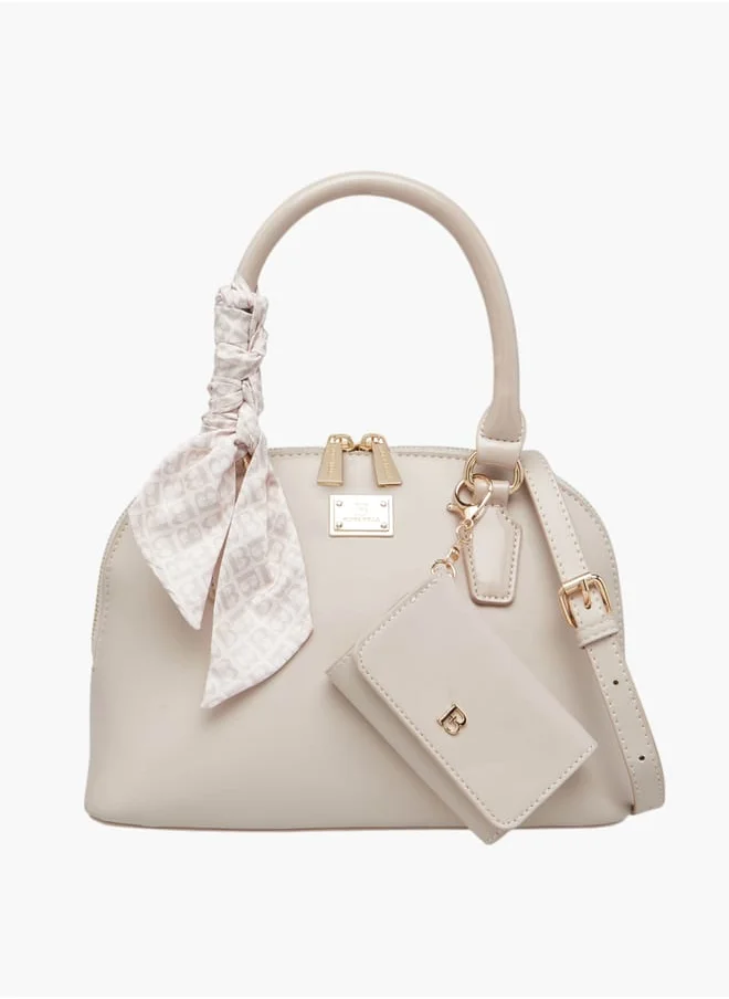 Flora Bella By Shoexpress Women's Solid Tote Bag with Scarf Accent and Detachable Coin Purse