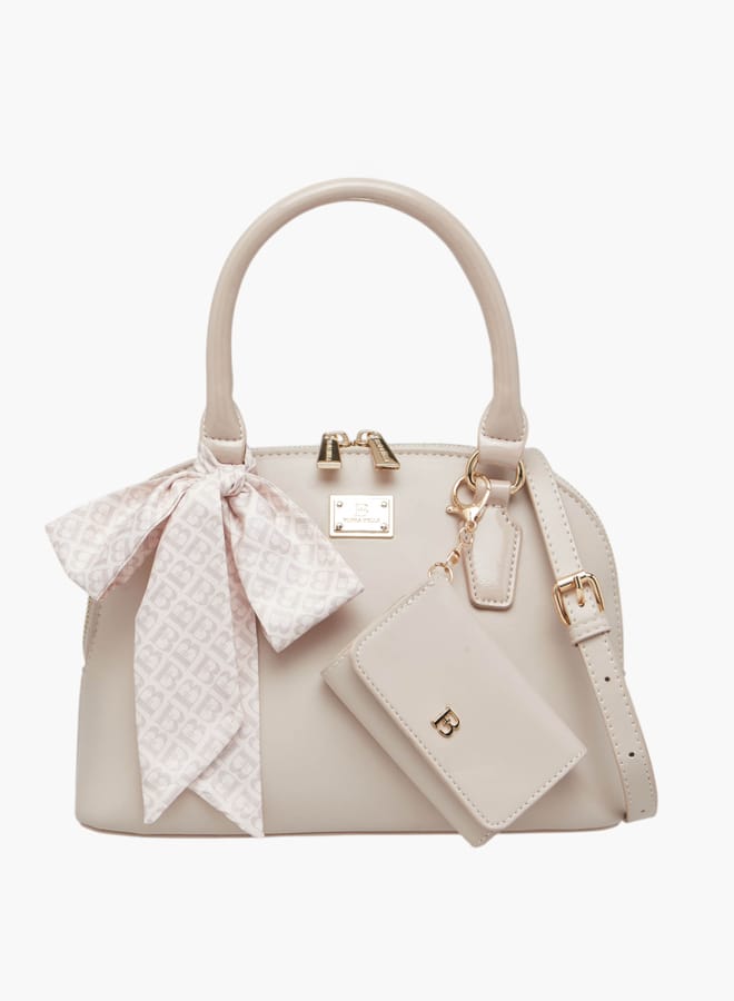 Flora Bella By Shoexpress Women's Solid Tote Bag with Scarf Accent and Detachable Coin Purse  - Image 2