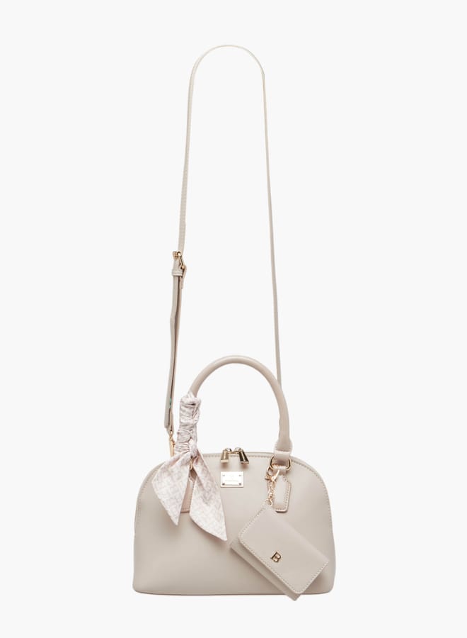 Flora Bella By Shoexpress Women's Solid Tote Bag with Scarf Accent and Detachable Coin Purse  - Image 3