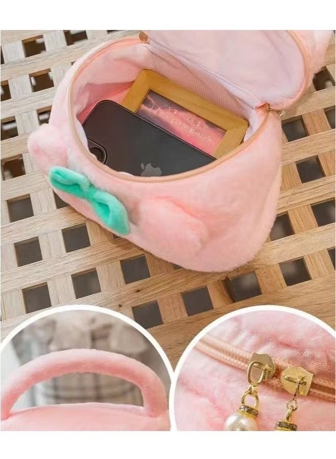 JOGAMS 8 Inch Melody Plush Cosmetic Bag Portable Travel Makeup Pouch  - Image 2