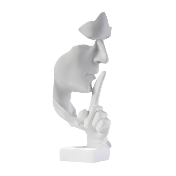SILENCE IS GOLD THINKER STATUE MODERN AND SIMPLE RESIN THINGS CREATIVE ABSTRACT FIGURINE SCULPTURES FOR ENTRANCE CREATIVE ROOM HOME OFFICE STUDY PIANO DECOR LARGE WHITE