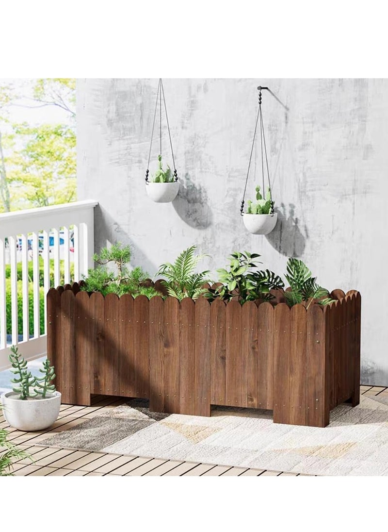 HOME TASTE TOMSUN Wooden Flower Pot Indoor and Outdoor Garden Decor Rustic Wood Planters for Home Gardening  - Image 3