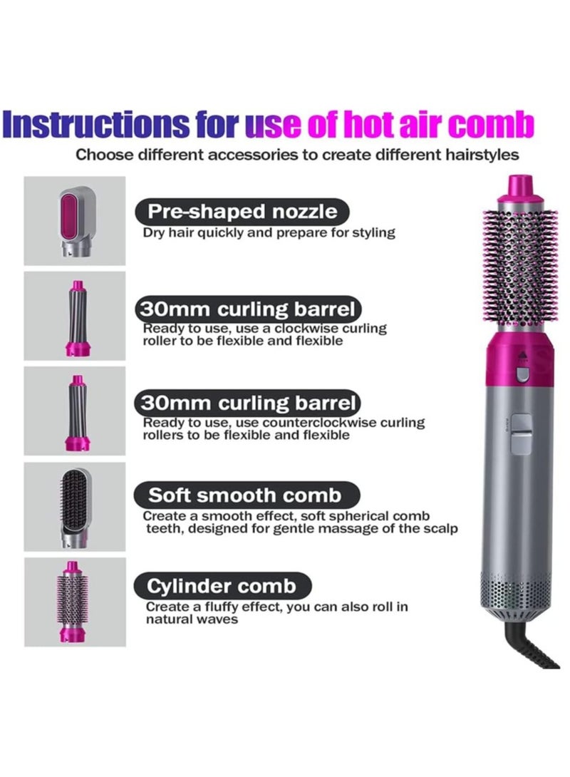 ELTRAZONE 5 In 1 Hair Curler Rotating Hair Dryer Hair Straightener Comb Curling Brush 5 interchangeable barrels, 3 adjustable modes, 30S heating, smoothing iron styling tools - Image 5