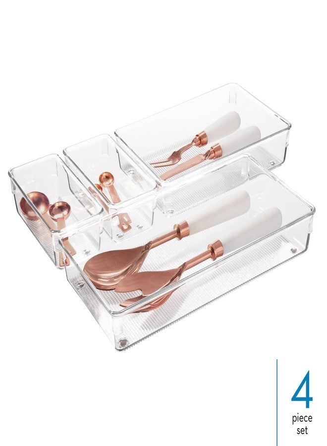 InterDesign iDesign Recycled Plastic 4-Piece Kitchen Drawer Organizer Set - Linus Collection - Clear - Image 3