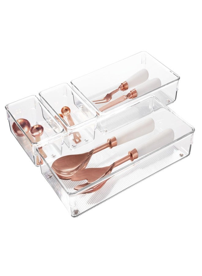 InterDesign iDesign Recycled Plastic 4-Piece Kitchen Drawer Organizer Set - Linus Collection - Clear - Image 1