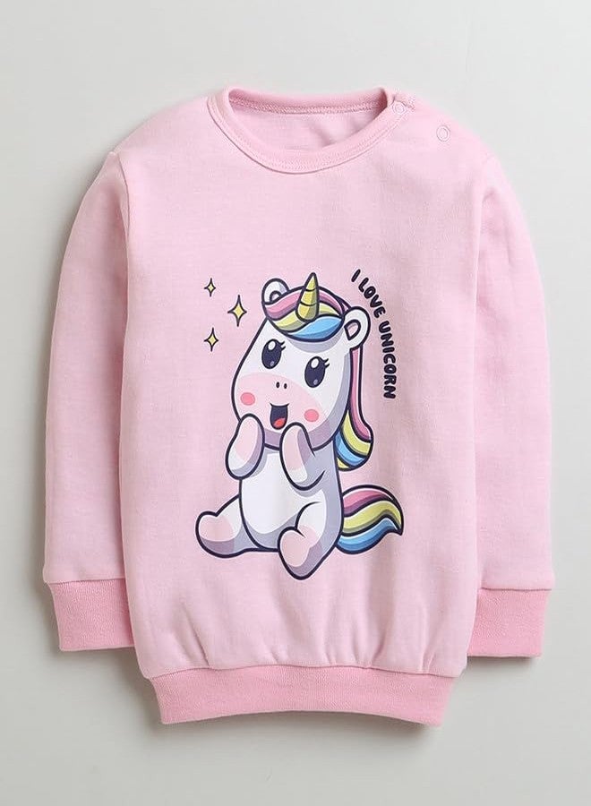 BUMZEE سويت شيرت وبنطلون جوجر للبنات بأكمام كاملة باللون الوردي الفاتح - العمر 3-6 أشهر (Peb10007B-lpk) - Image 2