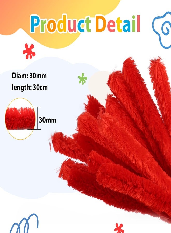 Caydo 50PCS Extra Thick Red Pipe Cleaners Craft Supplies Jumbo Pipe Cleaners Chenille Stems for Kids Craft DIY Projects Creative Christmas Decoration, (30 mm x 12 Inch) - Image 5