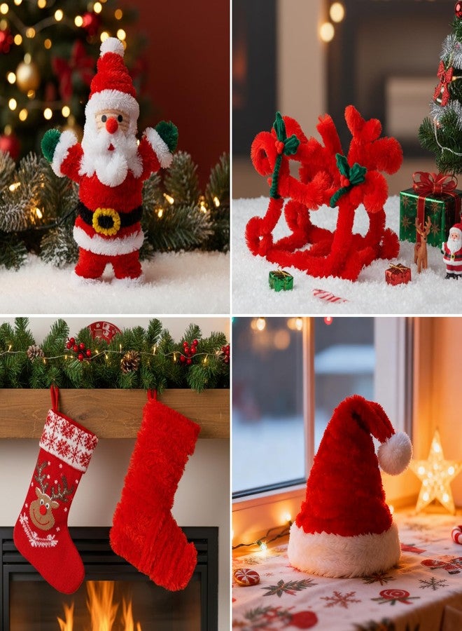 Caydo 50PCS Extra Thick Red Pipe Cleaners Craft Supplies Jumbo Pipe Cleaners Chenille Stems for Kids Craft DIY Projects Creative Christmas Decoration, (30 mm x 12 Inch) - Image 2