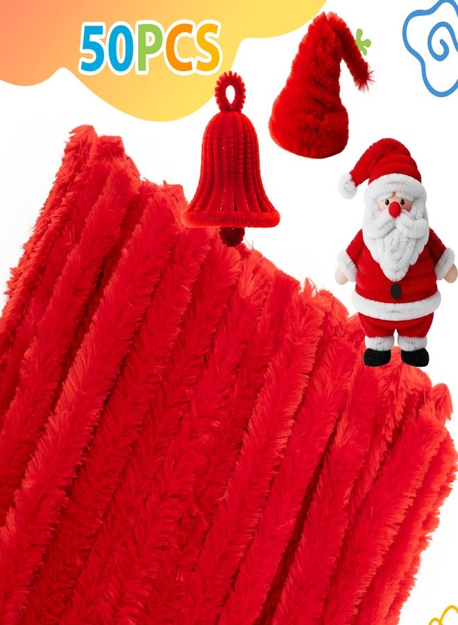 Caydo 50PCS Extra Thick Red Pipe Cleaners Craft Supplies Jumbo Pipe Cleaners Chenille Stems for Kids Craft DIY Projects Creative Christmas Decoration, (30 mm x 12 Inch) - Image 4