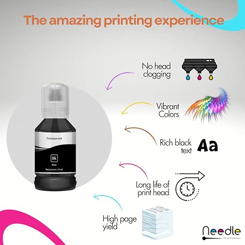 needle ; Pin point precision Needle 135gms 001/003 Compatible Refill Ink | Made in India | for Epson L3150 L3110 L3100 L3151 L3152 L1110 L3115 L3116 L3156 L4150 L6170 L4160 L5190 L6190 L6165 Printers (Black) - Image 3