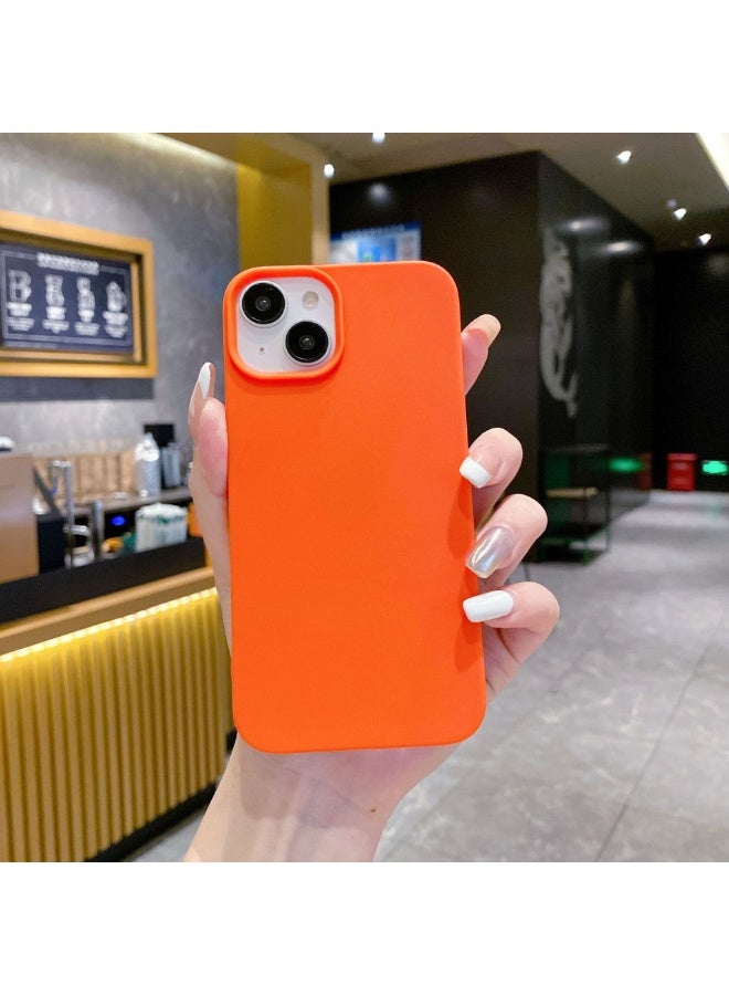 NIBEMINENT Solid Color Half Pack Matte Protective TPU Case Cover For iPhone 14 Plus, Orange - Image 1