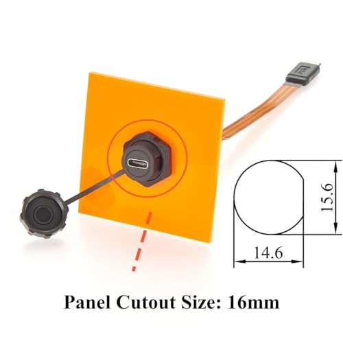 Plinkwirekb IP67 USB 3.1 Type-C Male to Female Extension Cable 10Gbps Flush Panel Mount USB 3.1 Gen2 C FPC Ribbon Flat Slim Cable 100W for Data Transfer Charging, Cabinet, Embedded PC, Automation(0.2m) - Image 2