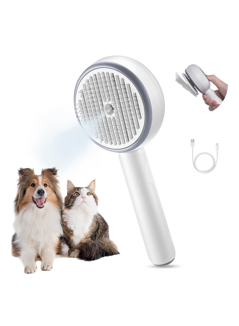 SYOSI Cat Steam Brush, 3 in 1 Pet Steam Brush with Release Button and Water Tank, Steam Brush for Cats Dogs,Removes Static Flying Hair, Cat Steam Brush for Shedding, Pet Hair Removal Tool for Travel - Image 1